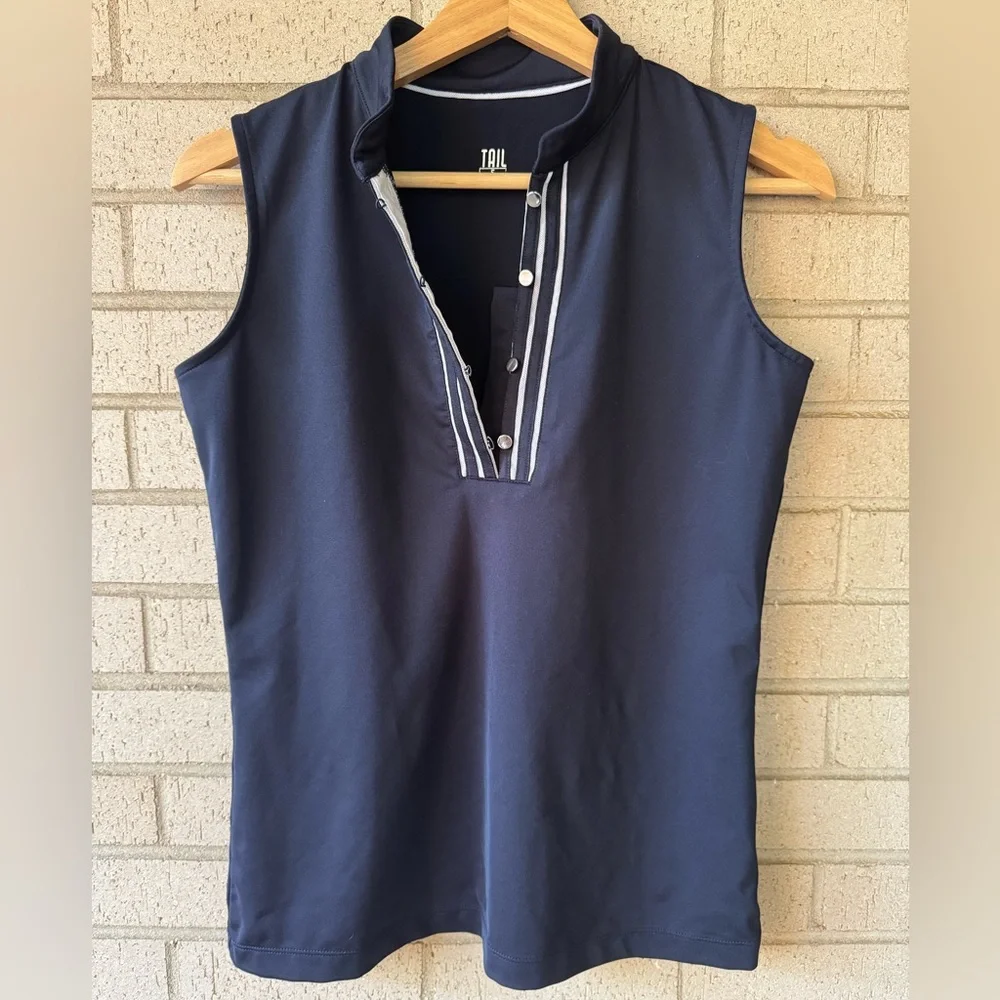 Tail Women's Navy Sleeveless Tank Top Contrast Golf Atheleisure Small - Picture 1 of 5
